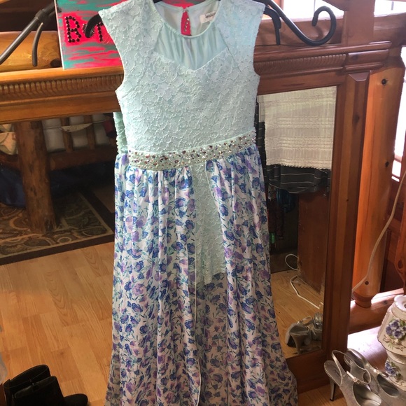 Gorgeous turquoise sequined formal dress shorts - Picture 6 of 8